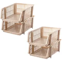 PlasticForte Stapelbare opbergmand - 4x - Beige - 16L - kunststof - 38 x 28 x 15 cm