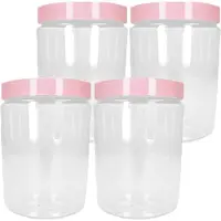 PlasticForte Voorraadpot/bewaarpot - 4x - 600 ml - kunststof - oud roze - B10 x H12 cm