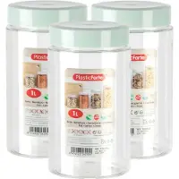 PlasticForte Voorraadpot/bewaarpot - 6x - 1L - kunststof - mint groen - B10 x H17 cm