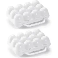 PlasticForte Eierdoos - 2x - koelkast organizer eierhouder - 12 eieren - wit - kunststof - 20 x 18,5 cm