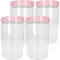 PlasticForte Forte Plastics Voorraadpot/bewaarpot - 6x - 1L - kunststof - oud roze - B10 x H17 cm