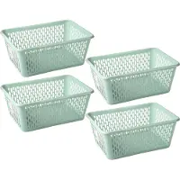 PlasticForte opbergmand/kastmandje - 4x - 6,5 liter - mintgroen - kunststof - 20 x 30 x 11 cm