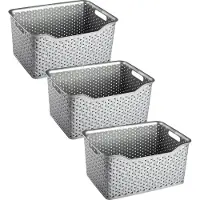 PlasticForte opbergmand/kastmandje - 3x - 18 liter - zilver - kunststof - 29 x 39 x 19 cm