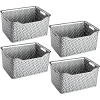 PlasticForte opbergmand/kastmandje - 4x - 18 liter - zilver - kunststof - 29 x 39 x 19 cm