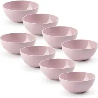 PlasticForte kommetjes/schaaltjes - 8x - dessert/ontbijt - kunststof - D17 x H7 cm - roze - BPA vrij