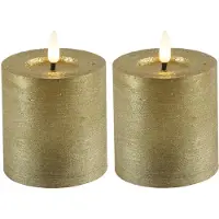 Countryfield Lyon LED kaarsen - 2x - goud - D7,5 x H8 cm - timer - LED kaarsen