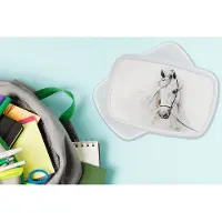 MuchoWow Broodtrommel Wit - Lunchbox Paard - Waterverf - Dieren - Wit - Brooddoos 18x12x6 cm - Brood lunch box - Broodtrommels voor kinderen en volwassenen