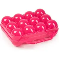 PlasticForte Eierdoos - koelkast organizer eierhouder - 12 eieren - roze - kunststof - 20 x 19 cm