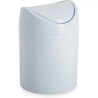 PlasticForte Mini prullenbakje - wit - kunststof - met klepdeksel - keuken aanrecht/tafel model - 1,4L - 12 x 17 cm