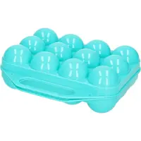 PlasticForte Eierdoos - koelkast organizer eierhouder - 12 eieren - blauw - kunststof - 20 x 19 cm