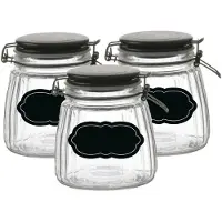 Urban Living Weckpot/inmaakpot - 6x - 1L - glas - met beugelsluiting - incl. etiketten - Weckpotten