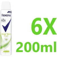 Rexona Women Aloë Vera Anti-transpirant Deodorant Spray - 6 x 200 ml - Voordeelverpakking