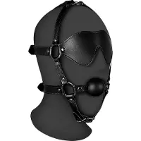 Ouch! Geblinddoekt Hoofdharnas met Stevige Ball Gag