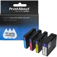 PrintAbout Inktcartridge PGI-2500XL BK/C/M/Y 4-kleuren Multipack Hoge capaciteit geschikt voor Canon