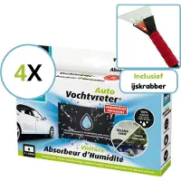 Bison Auto Vochtvreter - Auto Ontvochtiger - Herbruikbaar - 300 gram - 4 Stuks - Inclusief ijskrabber