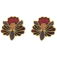 Behave - Oorringen dames - bloemmotief - paars en rood - 1 cm
