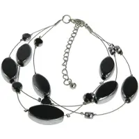 Behave - armband grote pols - zwarte stenen - avondlook - nikkelvrij