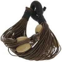 Behave - Armband koord bruin - Houten kralen - Boho naturel trend