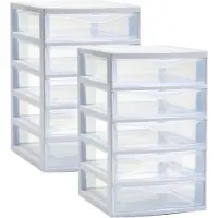 PlasticForte Ladeblokje/bureau organizer 2x lades - wit/transparant - L18 x B21 x H28 cm - plastic