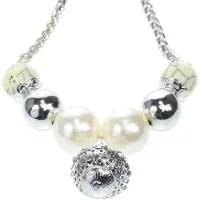 Behave - Ketting met grove parels en hanger met steentjes - 41,5 cm