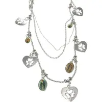 Behave - Lange ketting met bedeltjes en hartvormige bedels - 86 cm
