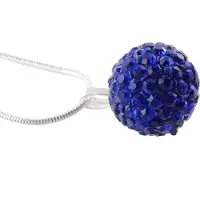 Behave - Ketting met bolvormige hanger met steentjes - 31 cm - Blauw