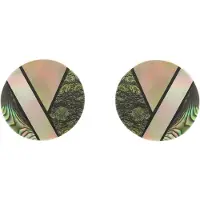 Behave - Oorknoppen rond schelp groenmix - Natuurlijke look sieraden