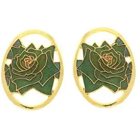 Behave - Oorringen dames - roosmotief - groen - 3 cm