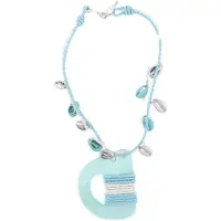 Behave Ketting blauw met asymmetrische hanger en schelpjes - 45 cm