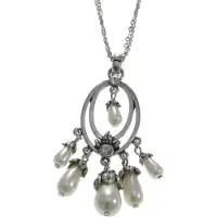 Behave - Klassieke ketting met parel hangertjes en steentjes - Nikkelvrij - Modeaccessoire