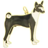Behave - Hanger hond zwart wit emaille goudkleur - siertrend dierensymbool
