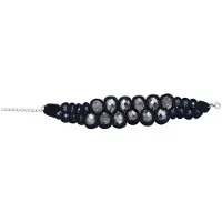 Behave - Armband - Black Diamond Transparante Grijze Facet geslepen kralen en zwart velours