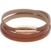 Behave - Bruine armband imitatieleer - Rosékleur sluiting - Dagelijks chic