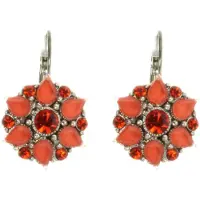 Behave - Oorstekers bloemvorm steentjes - Oranje rood - Retro look