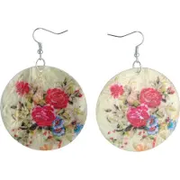 Behave - Oorbellen - Boho Schelpen Oorhangers met Rozenmotief - 5 cm doorsnede