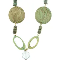 Behave - Lange ketting dames - grijs groen - hout - natuurlijke look