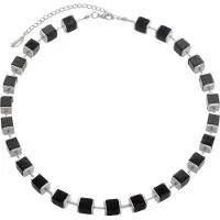 Behave Korte gele schelp ketting met ronde hangers 40 cm - Nikkelvrij