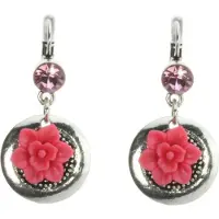 Behave - Oorhangers met roze bloem en steen - Romantische stijl