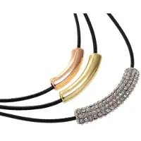 Behave - Korte ketting - 3 rijen waxkoord - Goud-rosé-zilverkleurige hangers - Kristalstenen - Verlengketting