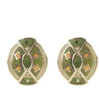 Behave oorbellen stekers vintage groen ovaal 3 cm – retro geometrisch