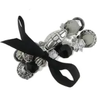 Behave - Kralenarmband zwart met strikje - modieus detail accent