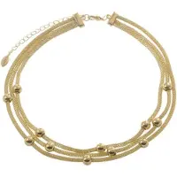 Behave - Ketting - Goudkleur - 3 Rijen Mesh en Kralen - 42 cm