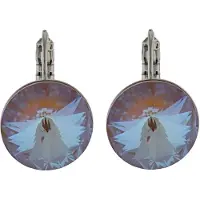 Behave Oorbellen dames – oorhanger dames zilverkleur - met 14 mm doorsnede blauw bruine steen van swarvoski elements
