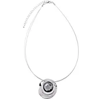 Behave Korte ketting 40 cm met antraciet glassteen hanger - Nikkelvrij