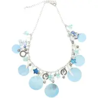 Behave - Zomerse Ketting Met Schelphangers - Strandstijl - Blauw - 44 cm