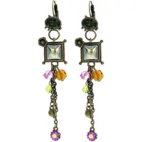 Behave Oorbel hanger vintage goud kleur met stenen 8 cm