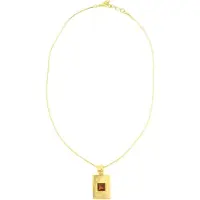 Behave Dames Ketting - Goudkleur Met Rechthoekige Hanger En Bruine Steen, 40 cm