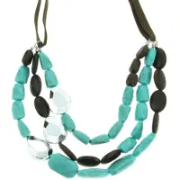 Behave - Statement ketting - Turquoise en bruin - Boho chique look