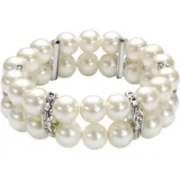 Behave - Parel armband dames wit - Brede rekarmband 2 cm - Elegant sieraad - Cadeau voor haar