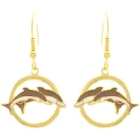 Behave - Oorhangers dames - dolfijnmotief - bruin en wit - 3 cm